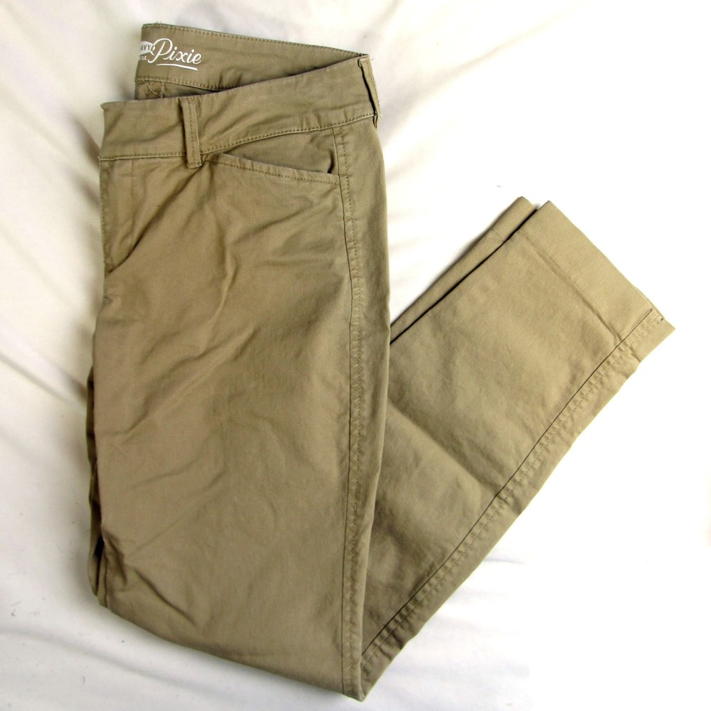 Old Navy Pixie Chino Pants Khaki Tan Stretch Ankle Women's Size 2